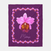 Aangepaste Cattleya Orchid Motif Print Fleece Deken (Voorkant)