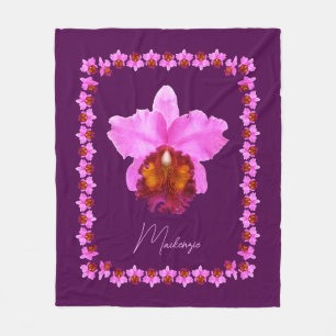 Aangepaste Cattleya Orchid Motif Print Fleece Deken