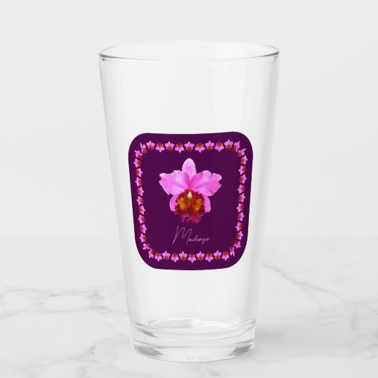 Aangepaste Cattleya Orchid Motif Print Glas (Voorkant)