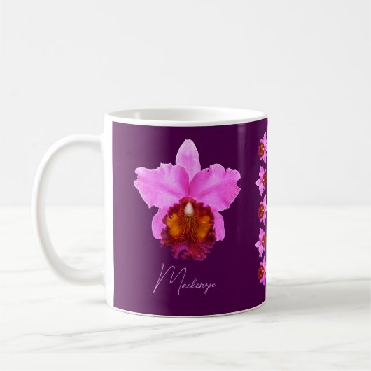 Aangepaste Cattleya Orchid Motif Print Koffiemok (Links)