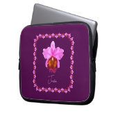 Aangepaste Cattleya Orchid Motif Print Laptop Sleeve (Voorkant Links)