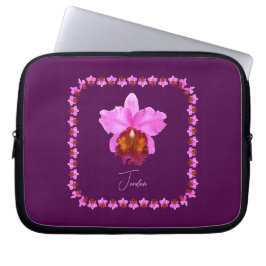 Aangepaste Cattleya Orchid Motif Print Laptop Sleeve