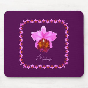 Aangepaste Cattleya Orchid Motif Print Muismat