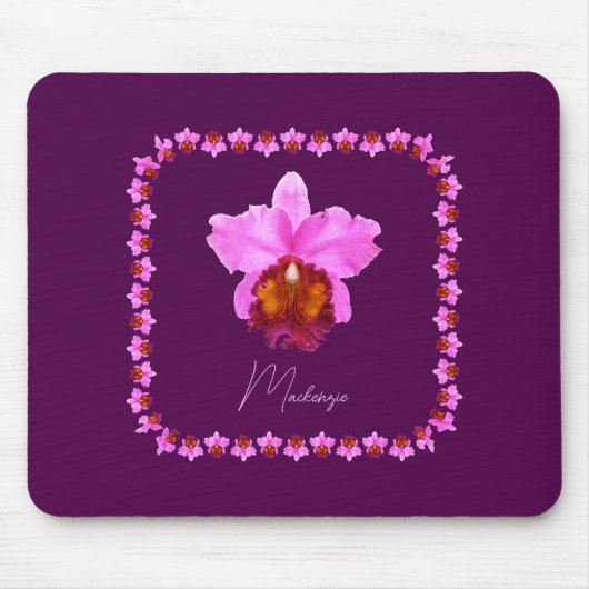 Aangepaste Cattleya Orchid Motif Print Muismat (Voorkant)