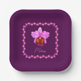 Aangepaste Cattleya Orchid Motif Print Papieren Bordje