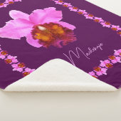 Aangepaste Cattleya Orchid Motif Print Sherpa Deken (3/4)