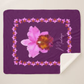 Aangepaste Cattleya Orchid Motif Print Sherpa Deken (Voorkant (horizontaal))