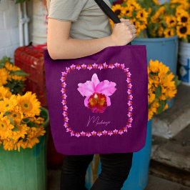 Aangepaste Cattleya Orchid Motif Print Tote Bag