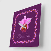 Aangepaste Cattleya Orchid Motif Print Vierkante Klok (Hoek)