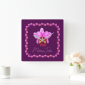 Aangepaste Cattleya Orchid Motif Print Vierkante Klok (Huis)