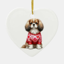 Aangepaste Cavalier King Charles Spaniel Dog Valen Keramisch Ornament