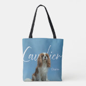 Aangepaste Cavalier King Charles Spaniel Foto Retr Tote Bag (Achterkant)