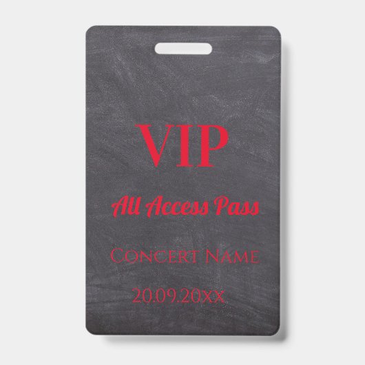 Aangepaste Chalkboard Naam Datum VIP Toegangspas R Badge (Voorzijde)