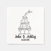 Aangepaste champagne gepersonaliseerde huwelijksre servet (Voorkant)