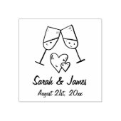 Aangepaste champagne-hartennamen en huwelijksdatum rubberstempel (Afrduk)