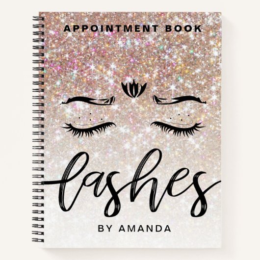 Aangepaste Champagne Lashes Benoeming Book Notitieboek (Voorkant)