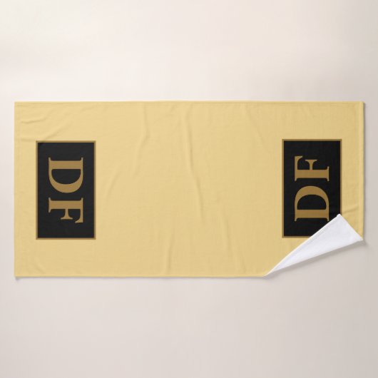 Aangepaste champagne met gouden Initialen badhandd Badhanddoek (Badhanddoek)