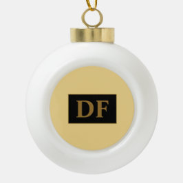 Aangepaste champagne met gouden Initialen Keramische Bal Ornament