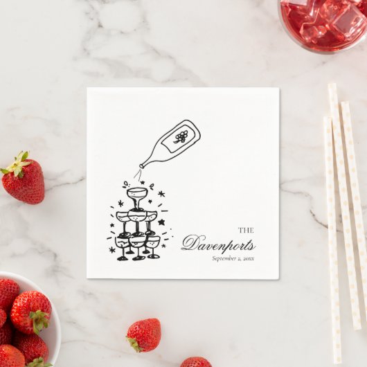 Aangepaste Champagne Tower Bachelorette Bruids Tro Servet (Insitu)