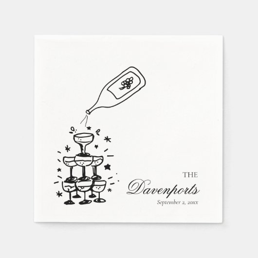 Aangepaste Champagne Tower Bachelorette Bruids Tro Servet (Voorkant)