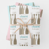 Aangepaste Champagne White Pink Aqua Retro Cool Inpakpapier Vel (In situ)