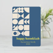 Aangepaste Chanoeka Blauw Geometrische Modern Unie Feestdagenkaart (Staand voorkant)