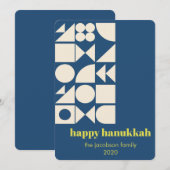 Aangepaste Chanoeka Blauw Geometrische Modern Unie Feestdagenkaart (Voorkant / Achterkant)