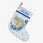 Aangepaste Chanoeka Dreidel kaarsen Chanoeka Blauw Kleine Kerstsok (Voorkant (Hangend))