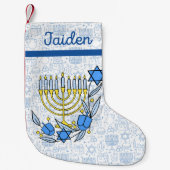 Aangepaste Chanoeka Dreidel kaarsen Chanoeka Blauw Kleine Kerstsok (Voorkant)