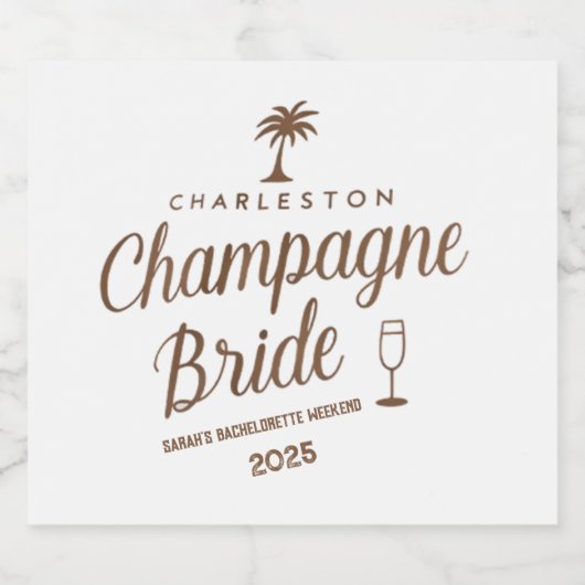 Aangepaste Charleston Champagne Bruid Bachelorette Sparkling Wijnetiket (Enkel label)