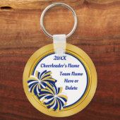 Aangepaste Cheap Cheerleader Gifts, Blue, Gold Sleutelhanger (Voorkant)
