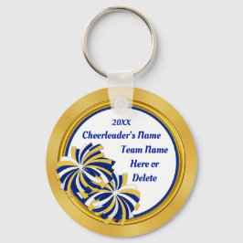 Aangepaste Cheap Cheerleader Gifts, Blue, Gold Sleutelhanger