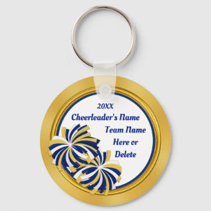 Aangepaste Cheap Cheerleader Gifts, Blue, Gold Sleutelhanger