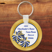 Aangepaste Cheap Cheerleader Gifts, Blue, Gold Sleutelhanger (Achterkant)