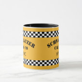Aangepaste Checker Cab Taxi Stijl Geel en Zwart Mok (Midden)