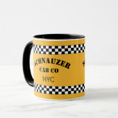 Aangepaste Checker Cab Taxi Stijl Geel en Zwart Mok (Voorkant links)