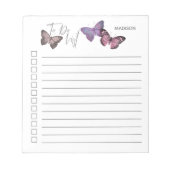 Aangepaste checklist voor Butterfly Paars en grijs Notitieblok (Voorkant)