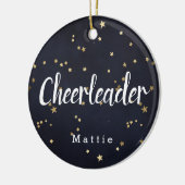 Aangepaste Cheerleader Navy Blue en Gold Stars Keramisch Ornament (Links)