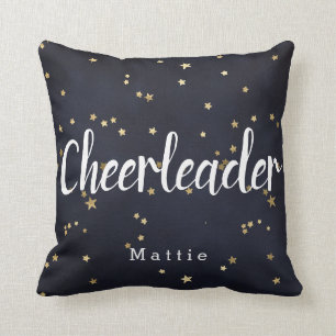 Aangepaste Cheerleader Navy Blue en Gold Stars Kussen