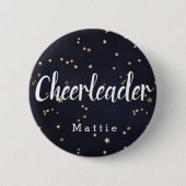 Aangepaste Cheerleader Navy Blue en Gold Stars Ronde Button 5,7 Cm (Voorkant)