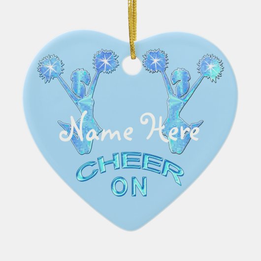 Aangepaste Cheerleader Ornament NAME "Cheer On" (Voorkant)