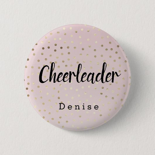 Aangepaste Cheerleader Pink Gold Polka Dots Ronde Button 5,7 Cm (Voorkant)