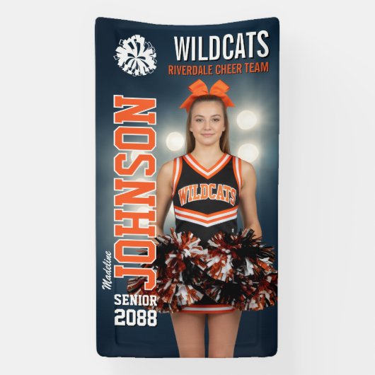 Aangepaste Cheerleading Senior Cheer Team Foto Spandoek (Verticaal)