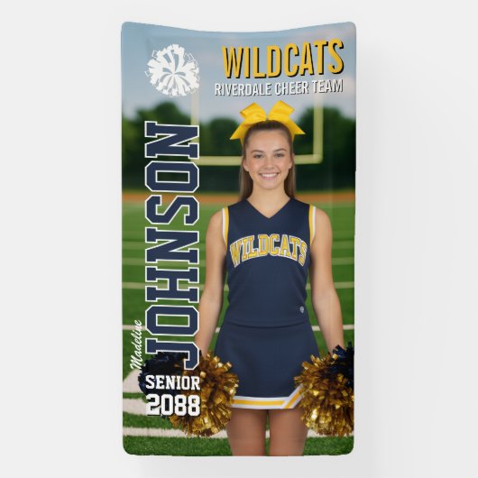 Aangepaste Cheerleading Senior Cheer Thuiswedstrij Spandoek (Verticaal)