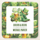 Aangepaste Cheers Beers Verjaardag St Patrick's Da Kartonnen Onderzetters (Voorkant)