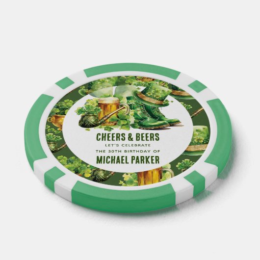Aangepaste Cheers Beers Verjaardag St Patrick's Da Poker Chips (Enkel)