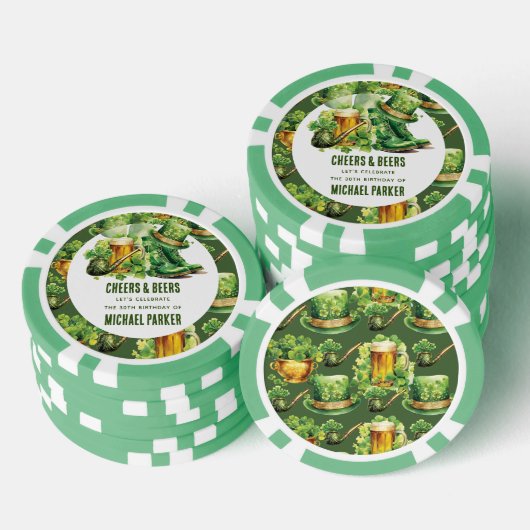 Aangepaste Cheers Beers Verjaardag St Patrick's Da Poker Chips (Opstapeling)