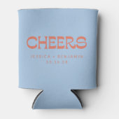 Aangepaste Cheers Blauw Terracotta Chic Modern Huw Blikjeskoeler (Voorkant)
