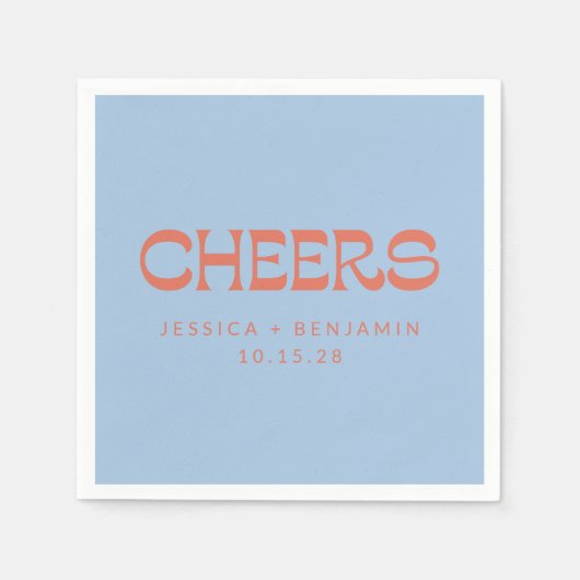 Aangepaste Cheers Blauw Terracotta Chic Modern Huw Servet (Voorkant)