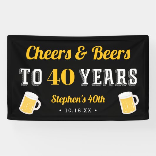 Aangepaste 'Cheers' en 'Beers Milestone Birthday'- Spandoek (Horizontaal)